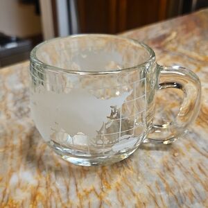 NESTLE Vintage Nescafe Clear Glass World Globe Mug Cup